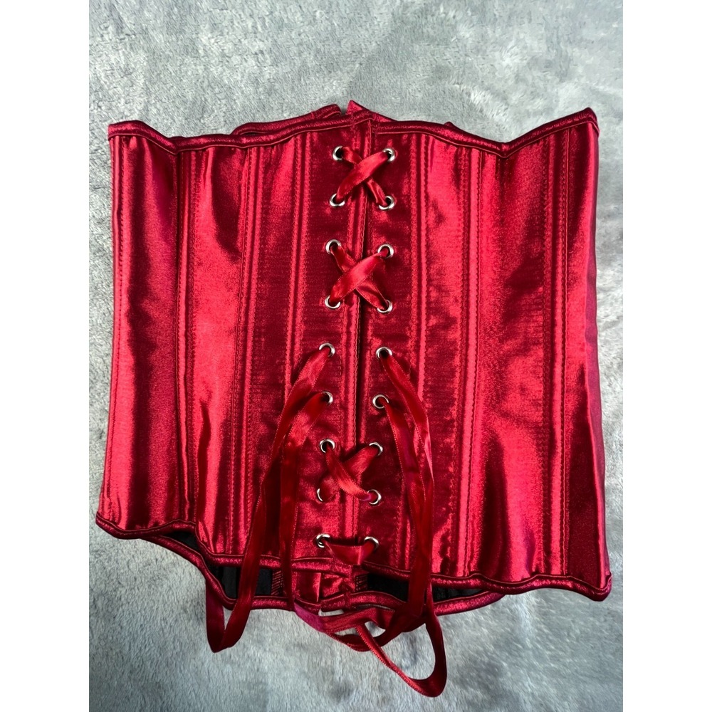 Corset Bustier Top Size XS Red Satin Boudoir Burlesque